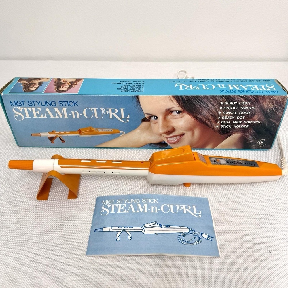 Vintage Steam-n-Curl Mist Styling Stick Original 1970s Box Manual Works